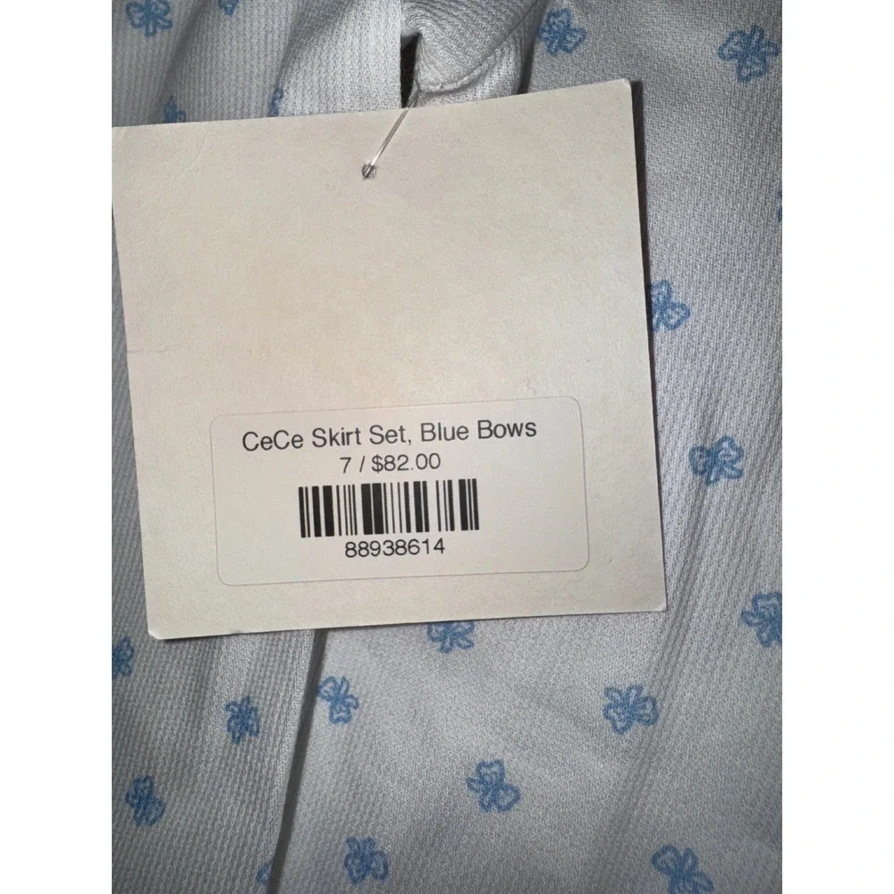 James‎ & Lottie Girls Blue Bows Long Sleeve Top & CeCe Skirt Set Size 7 NEW